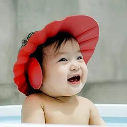 PAPERI Shower Cap For Kids – Babies Bathing Eye & Ear Protector Headcap, Adjustable Waterproof Caps for Headbath, Toddlers Head Hair Wash Protection Gadgets, Baby Bath Cover Accessories, Red-picture-44