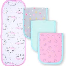 TuddyBuddy Baby Burp Cloth Towel Napkins for Baby Large 17x6 Inches, Fine Double Layer 100% Cotton (Assorted 4M, 50X20 Cms, Cats Clouds Dots Stripes)-picture-35