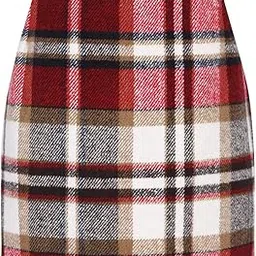 idealsanxun Womens High Waist Plaid Skirt Bodycon Pencil Wool Mini Skirts-picture-19