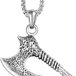 Pendant for Men Black Silver Boys Mens boyfriend gents Boy girls Women Unisex Stainless Steel Fashion Axe Necklace Long Ball Chains Locket gym Valentine Stylish Simple Chain Pendants Simple 283-image-63