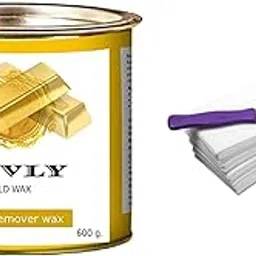 CUVLY Waxing Hair Removal Wax, Waxing Kit, Hair Removal Body Wax - (Gold Wax 600 g + 35 Waxing Strips + Knife)-picture-28