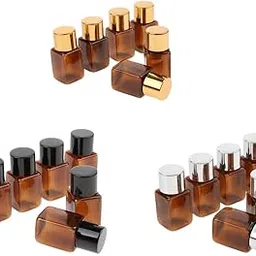 UJEAVETTE® 6 Pieces Amber Refillable Empty Essential Oil Makeup Bottle 10ml Gold Cap-picture-18