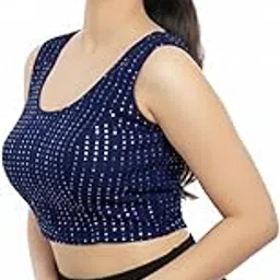 lakriva Women’s Designer Sleeveless Stretchable Blouse Readymade for Saree | Sleeveless Blouse Saree Black Maroon-picture-10