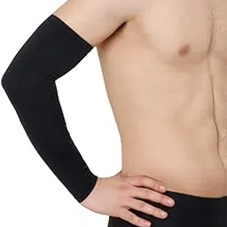 Never Lose Power Compression Arm Sleeves Pair for Gym, Running, Cricket, Tennis, Basketball, Badminton & More (Black)-picture-11