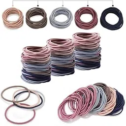 evogirl Elastic Hair Ties 100 PCS Ponytail Holders 2MM Thin 2 Inch in Diameter Hair Band for Normal Medium to Thick Hair, Forr Girls Women or Men (Pastel) image 1