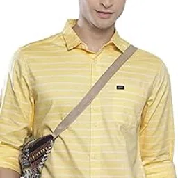 the indian garage co Men's Cotton Slim Fit Striped Full Sleeves Cutaway Collar Casual Shirt image 1