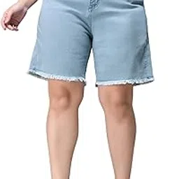 miss chase a+ Women's Regular High Rise Above Knee Stretchable Denim Shorts-picture-26