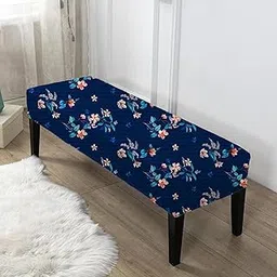 ELEGANTA Dining Bench Cover Stretchable Washable Thick Bench Seat Cover Slipcover for Living Room, Bedroom, Kitchen Removable Rectangular Bench Cover Furniture Protector (Blue Lotus)-picture-12