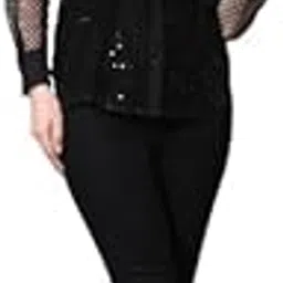 style quotient Women Self Design Black Sequin Party Shirt-picture-19