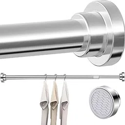 Supvox® Retractable Curtain Rod 33-55 Inches, Heavy-Duty 22mm, Stainless Steel Tension Rod, No Drill Elegant Design, Multi-Purpose Window, Wardrobe & Room Divider Rod, Tool-Free Adjustable Hanging Bar-image-62