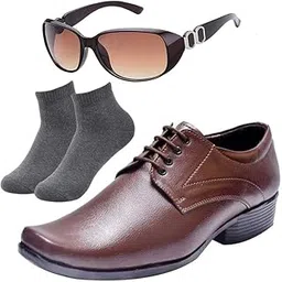 vitoria Comfortable l Men Black Lace Formal Shoes with Dark Gray & Women Gaga Brown-picture-39