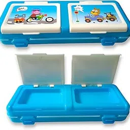 Small Plastic Pencil Box/Pencil Case with Four Compartments - Durable, Long Lasting Case for Junior School Kids, Students Boys & Girls Ideal for Birthday & Return Gift (Blue)-picture-17