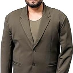 hardsoda by The Indian Garage Co Men Plus Size Comfort Fit Solid Single Breasted Knitted Blazer-picture-10