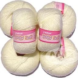 Vardhman 100% Acrylic Wool Cream (6 pc) Baby Soft Wool Ball Hand Knitting Wool/Art Craft Soft Fingering Crochet Hook Yarn, Needle Knitting Yarn Thread Dye C VZB-image-34