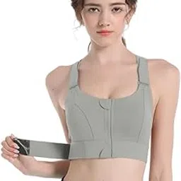 innovahue Sports Bras for Women Padded Zip Front Adjustable Full Coverage Strappy Back Support for Yoga, Gym, Workout Running Adjustable Criss Cross Back-picture-46
