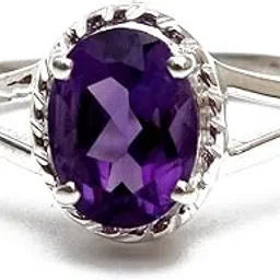 Natural Purple Amethyst Oval Gemstone Ring 925 Sterling Silver Ring Designer Jewelry Gift For Women and Girls-image-15