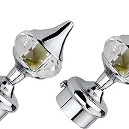 Curtain Bracket Parda Holder Aluminium with Support 1 Inch Rod Pocket Finials Door and Window Rod Support for Window & Door Curtain Fitting (Pack of 1 Pair, Single Crystal cp)-image-83