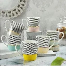 Bp Bharat Ceramic Tableware Printed Bone China Tea Coffee Mug Cup Set of 6 Pcs (Multicolour, 160 ml, Large)-picture-25