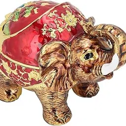 Alloy Ashtray, Decorative Exquisite Innovative Multifunction Elephant Ashtray with Cover for Home for Office(Golden Red Full Color)-picture-32