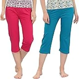 Women's Plain 100% Soft Cotton Capri (Pack of 4 Capri)-image-0