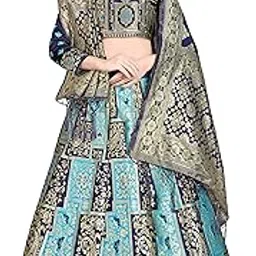 payu Women’s Banarasi Semi-Stitched Lehenga Choli & Dupatta Set-picture-13