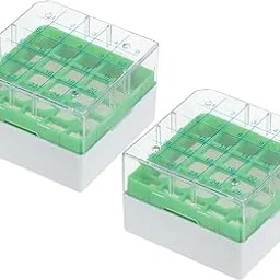 PATIKIL 25 Well Centrifuge Tube Freezer Storage Box, 2 Pcs Polypropylene Tube Rack for 1.8ML and 2.0ML Tubes Vials Samples, Green-image-50