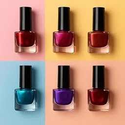 Luxury Nail Polish Set, 6 Piece Collection, Metallic and Glossy Finish, Crimson Red, Teal, Copper Rose, Berry Wine, Purple, Ruby-image-54