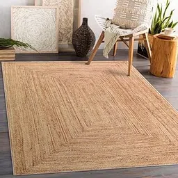 Jute Carpet for Living Room,Rug for Bedroom,Rug for Hallway,Entry Way,Area Rug,Room,mat,Dining Room (Natural Jute Beige, 5'x7' Feet, Rectangular)-image-60