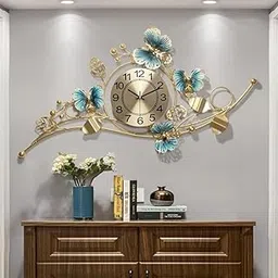 RIZIK STORE Analog Metal Wall Hanging Floral Handmade Wall Clock Multicolor Ticking Sound for Bedroom/Drawing Room/Hall/Dining Room (36x25) (Design 1)-picture-11