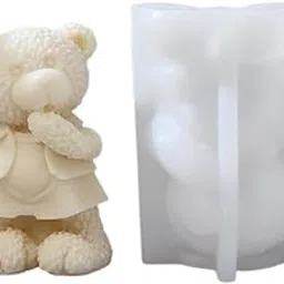FirstTry 3D Standing Bear Shape Candle Mold I Teddy Bear Silicone Epoxy Mould I for DIY Handmade Ornament Chocolate Cake Décor Aromatherapy Soap Resin Art Craft Desktop Display Home Decoration (B)-image-81