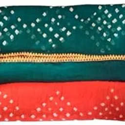 fullfills fulfills Women's Jaipuri Rajasthani cotton Bandhani Bandhej Dupatta Multi-Colored with Lase on Border-picture-20