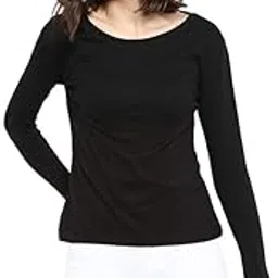 Women's Long Sleeve Boat Neck Top, Black, Casual Knit Pullover (in, Alpha, L, Regular, Black)-picture-20