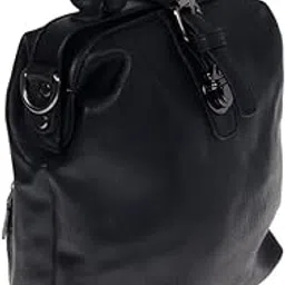 artisan crafted Leather Look Handbag Backpack/College Bag/Office Bag/Shoulder Bag (Black) with Removable Straps For Women/Girls-picture-33