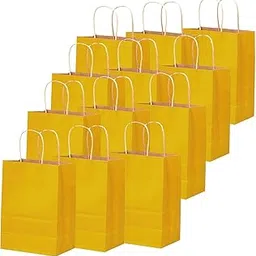 Amit Marketing Small Paper Bag with Handles - 6X3.15X8.25 Inch I Kraft Paper Bags I for Return Gifts, Wedding, Birthday, Party Favours, Shopping, Retail, Grocery, Craft & Business Use (Yellow, Set of 50)-picture-16