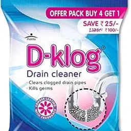 Pidilite D-Klog Drain Cleaner Powder (40g x 5N), Removes Clogs, Blockages in Washbasin, Sinks, Pipes within 30 Minutes, No Manual Hassle with Drain spring pipe, Plunger, Drain Stick, Cleaning Hook-picture-20