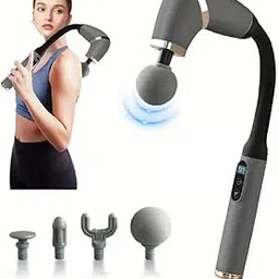 YHK TRADEMART Long Handle Deep Tissue Massage Gun, Handheld Muscle Massager for Pain Relief, 6 Speed Levels, 3 Modes, 4 Massage Heads for Back, Neck, Shoulder & Leg Muscle Recovery, Multicolour-picture-18