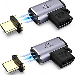 DuHeSin Magnetic 90 Degree USB C Adapter (2 Pack), Right Angle USB-C Male to Female PD 100W Charge 40Gbps Connector for MaCB-OOK Pro/Air,Laptop, Mobile Phone and More Type C Devices AE-01102TC-image-3