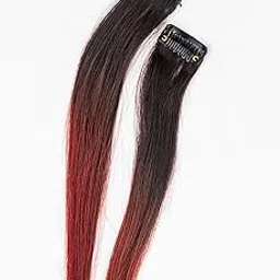 Happy Heads Clip in Color Streaks | Hair extension clips for women | Ombre Bright Red | 12 Inches | 100% Human coloured hair extensions strips for Women & Girls | Color Hair Strips for Hairstyling-picture-14