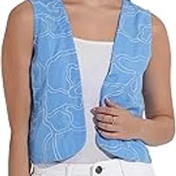 masalli fashion Women's Solid Open Front Shrug With Lace-picture-14