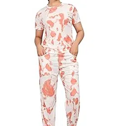 dadx Women's Stylish Tie-Dye Print Tracksuit Set | Short Sleeve T-Shirt & Jogger Pants with Side Pockets | Comfortable Casual Wear for Lounging, Yoga, Gym, and Daily Outings.-picture-21