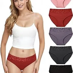 pubmind Women Cotton Underwear Bikini Panties Lace Soft Hipster Panty Ladies Stretch Full Briefs-picture-11