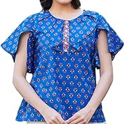 yash gallery Women's Cotton Floral Printed Regular Fit Top for Women-picture-25