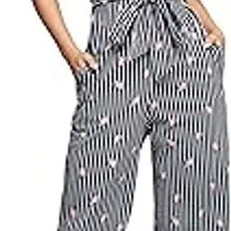 miss chase Women's V-Neck Cap Sleeve Striped Waist Tie-Up Pure Cotton Regular Length Jumpsuit with Pockets-picture-29