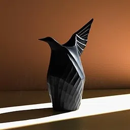 Glimpse Homes Origami Bird Vase | 9 inch Matte Black Ceramic Flower Vase | Living Room Bedroom Home Decor-picture-29