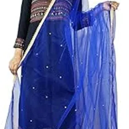JAGMOOLYA PRODUCTS Girls & Womens Embellished Net Dupatta with Lace Work (ROYALE BLUE 3 Metre Dupatta)-picture-31