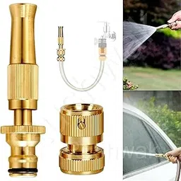High Pressure Brass Hose Nozzle Adjustable Water Spray Gun for car Motorbike for Gardening, for Washing (GOLD NOZZLE)-picture-39