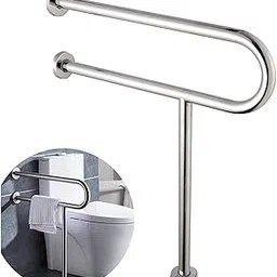 Saifix Grab Bar Wall Mounted U Shaped Stainless Steel Grab Bar Rails 24 Inch Toilet Handrails Safety Handicapped Toilet & Bathroom Handle Support for Senior Citizen Pack of 1 image 1