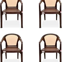 AVRO FURNITURE 9944 Set of 4 Matt & Gloss Pattern Plastic Chair with Beige Insert (Bearing Capacity Up to 100Kg, 1 Year Guarantee) - Brown-picture-37