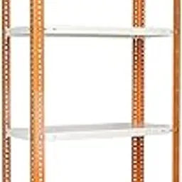 Mil-Nil Prime CRC Sheet 6 Shelf Multipurpose Slotted Angle Rack, 78 x 24 x 18 Inch, 24 Gauge [(Orange-Ivory) Powder Coating] 16 Gauge Angles-picture-35