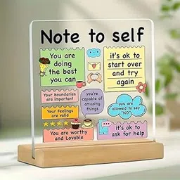 Bellu Acrylic Self-Love Reminder Desk Card with Positive Affirmations - Motivational Office & School Decor, Colorful Sticky Note Design 5x4 inch-picture-13